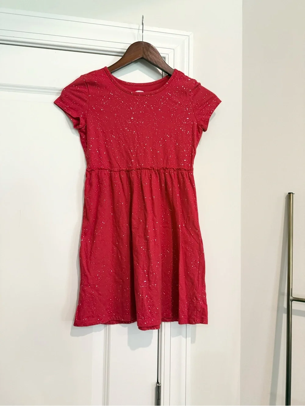 NWOT Old Navy Red Sparkle Short Sleeve Knit Dress